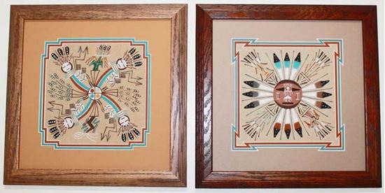8" x 8" Sand Painting Matted and Framed 12" x 12"