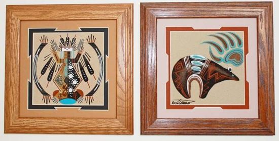 Vintage Navajo Indian Sand Painting Framed Native American 