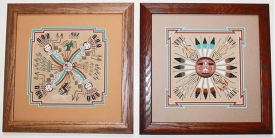 Vintage Navajo Indian Sand Painting Framed Native American 