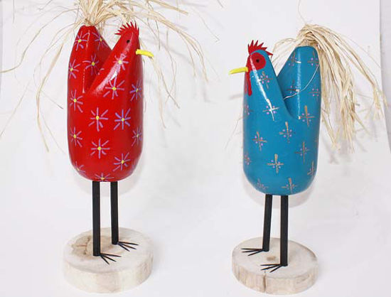 Native American Design Chickens Roosters | Navajo Wood Carved Animal ...